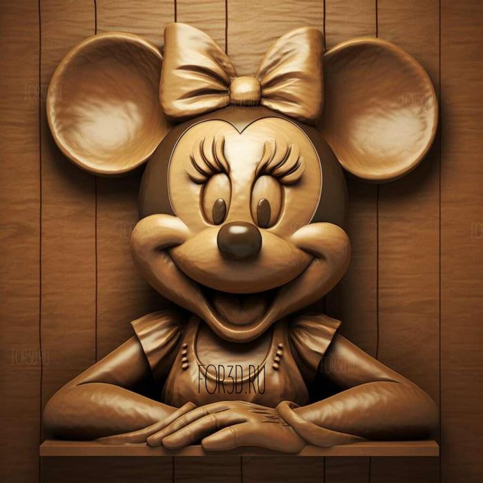 st Minnie Mouse 3 stl model for CNC